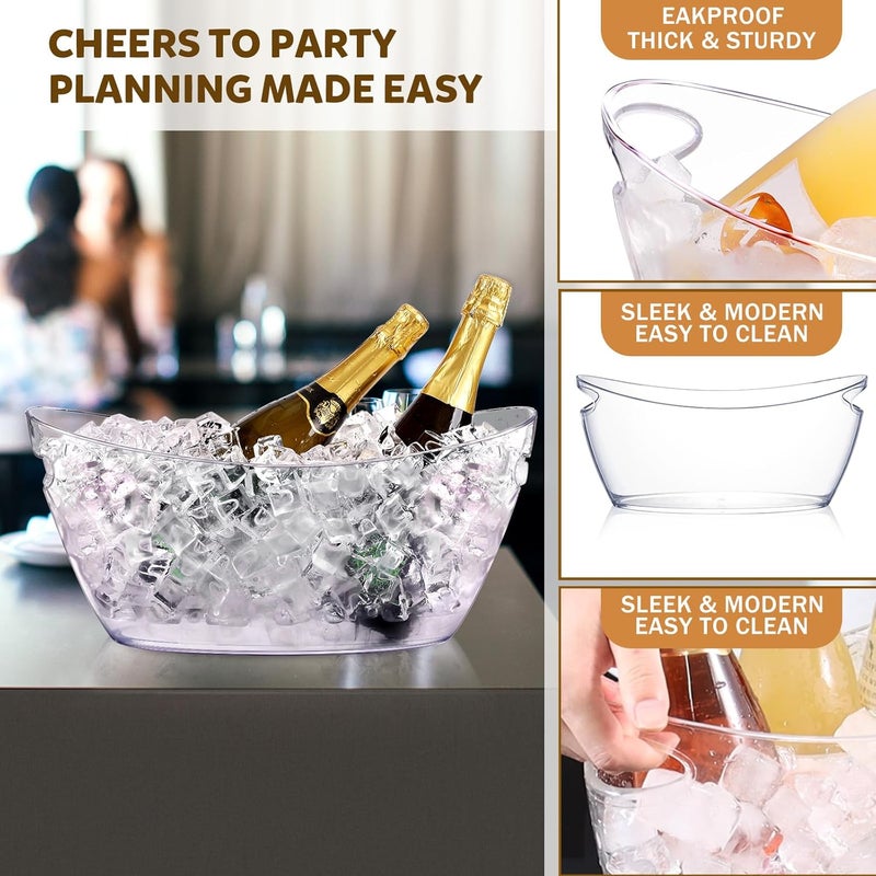 tchrules Ice Buckets for Parties, 2pcs Acrylic Champagne Beverage, Drinks Buckets Tub for Cocktail Bar, 5.5L Ice Bucket for Christmas Party(16.5 * 7.3 * 6.8inch) - Image 3